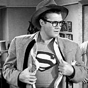 dream image George Reeves changing from Clark Kent into superman