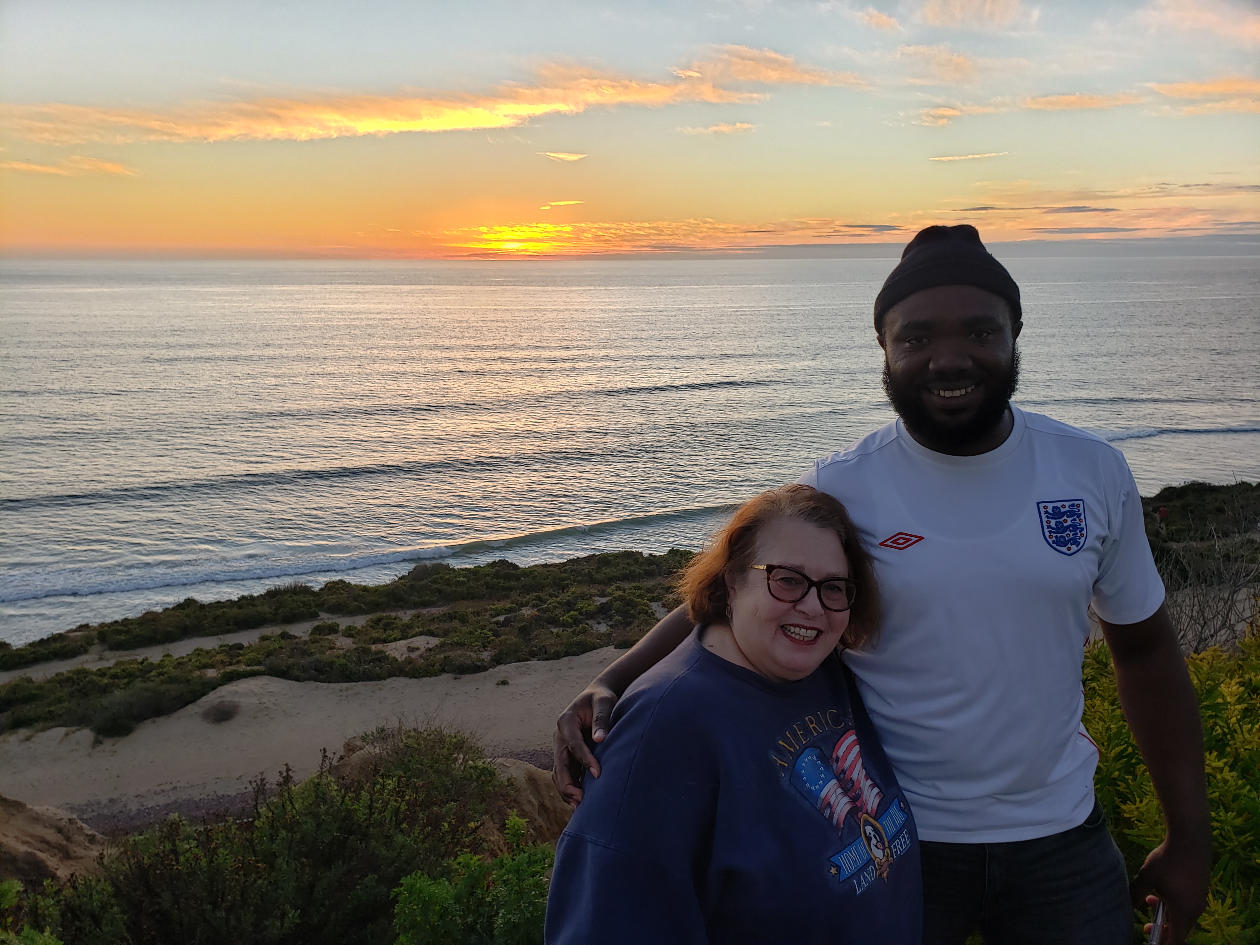 Dream Me and Husband in San Diego at ocean overlook at Sunset